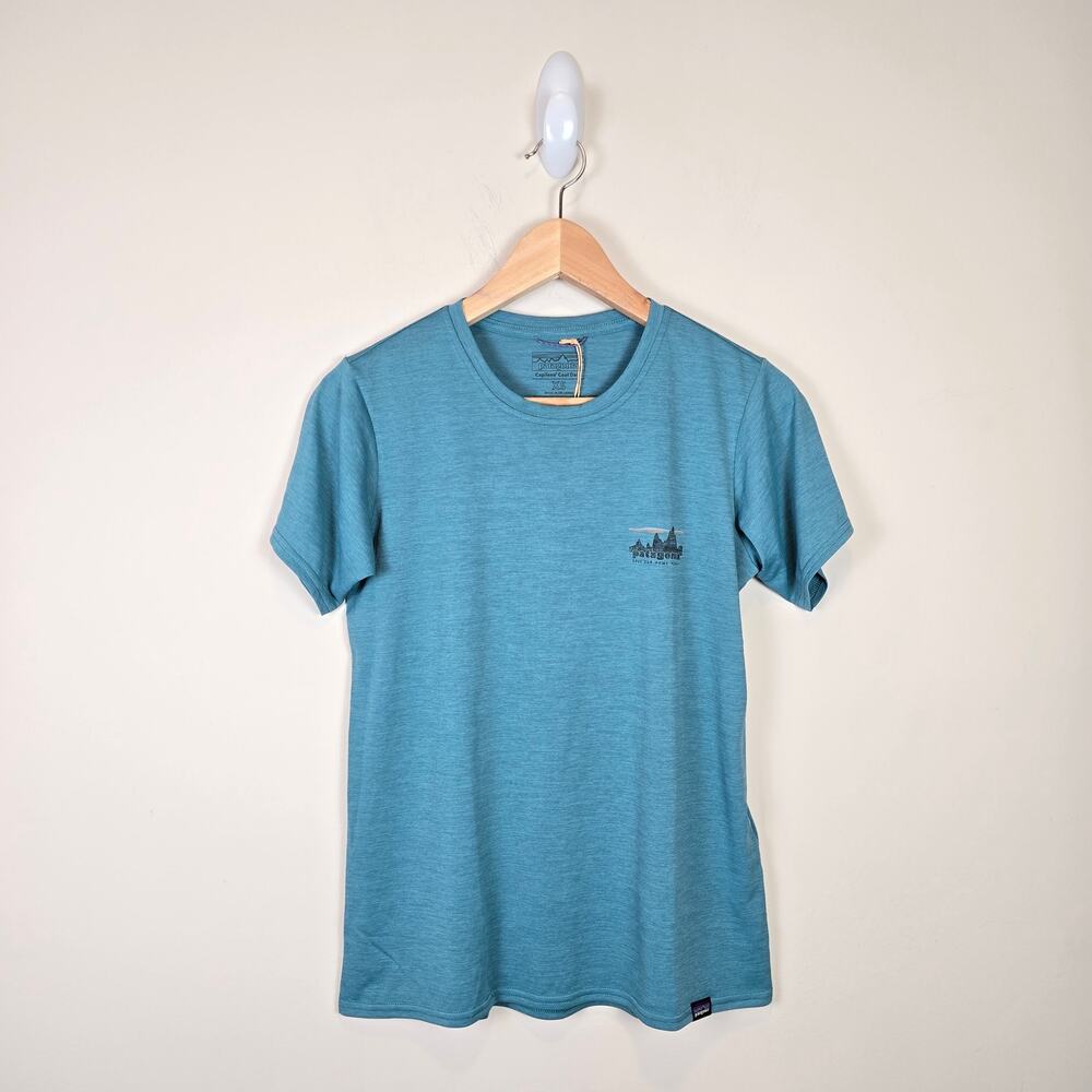 Patagonia Womens Size XS Capilene Cool Daily Graphic Shirt '73 Skyline Wetland